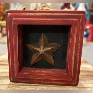 Rustic Red Star Christmas Ornament